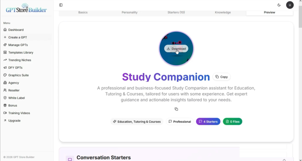 GPTStore Builder Dashboard